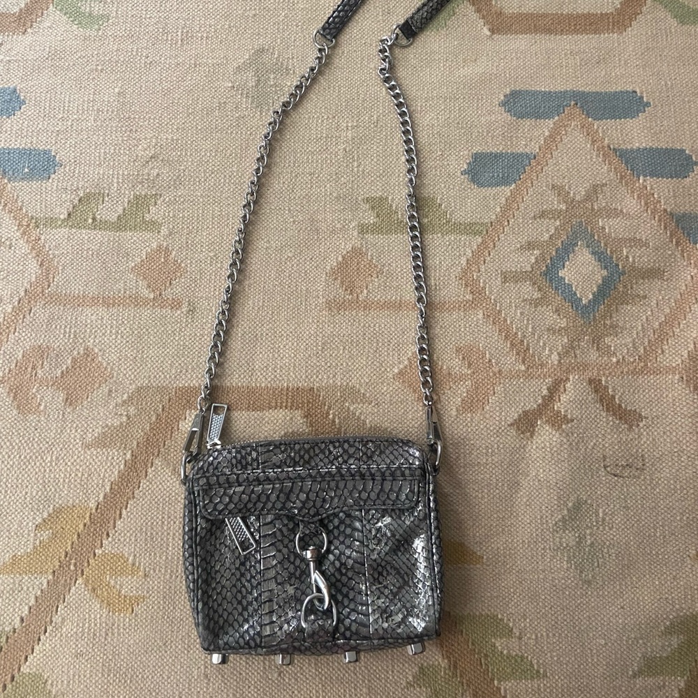 Rebecca Minkoff silver snakeskin crossbody